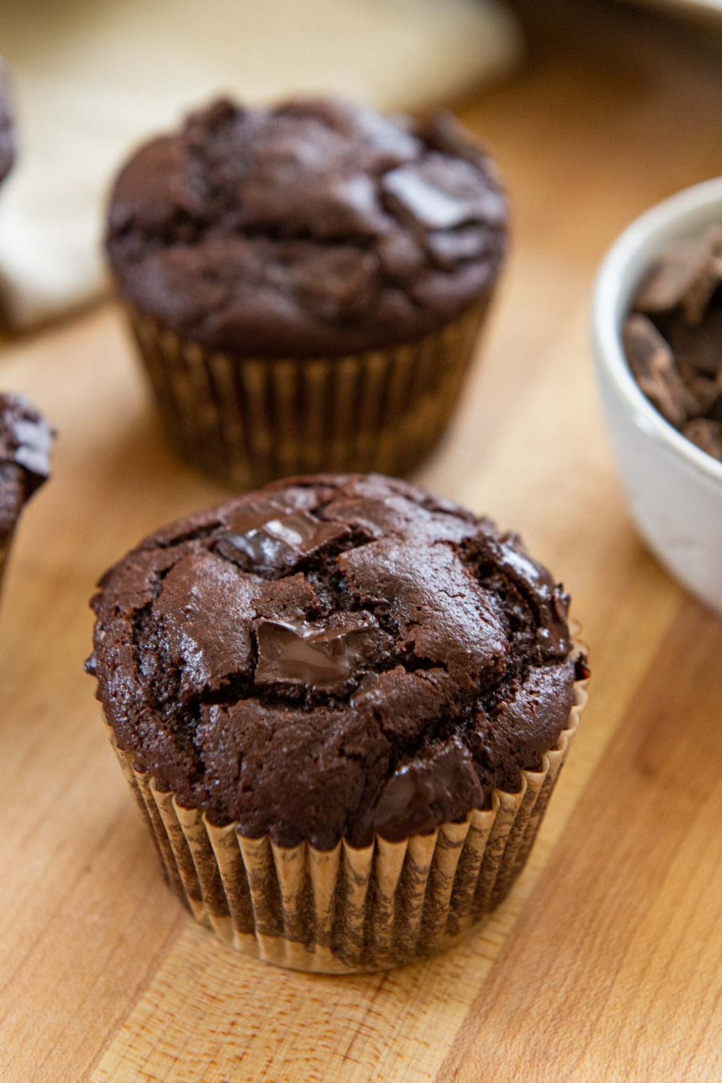 Fresh baked double chocolate muffin