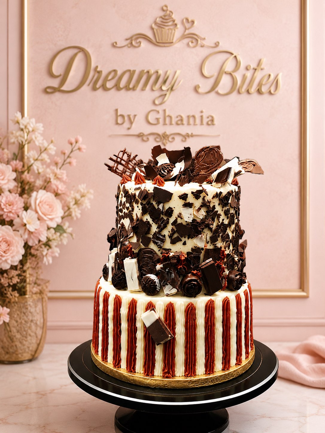 Two-tier chocolate drip celebration cake by Dreamy Bites by Ghania